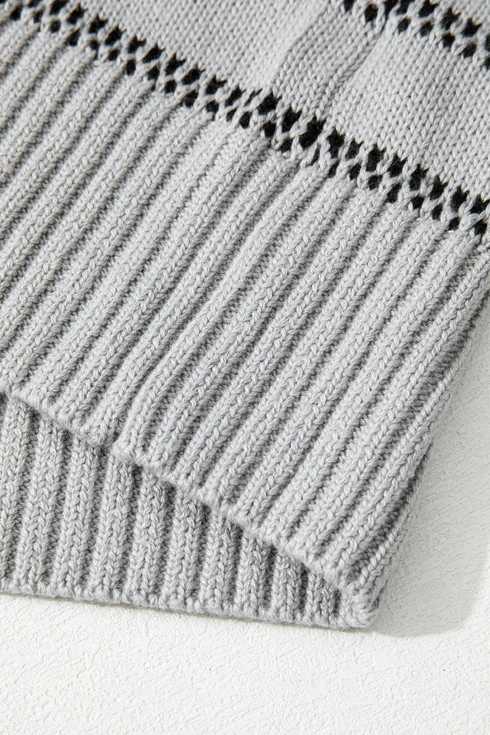 Gray Stripe Button Front Ribbed Trim Short Cardigan Dear-Lover Dropshipping